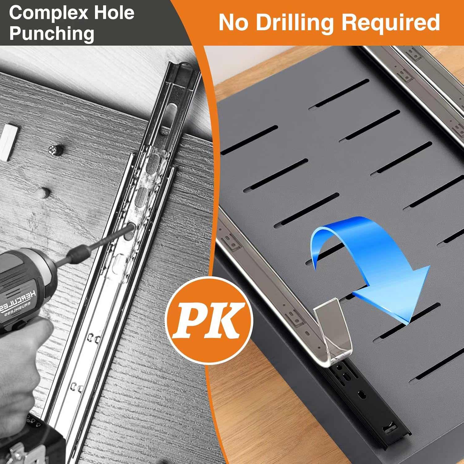 2 tiroirs coulissants adhésifs réglables pour rangement cuisine et placard