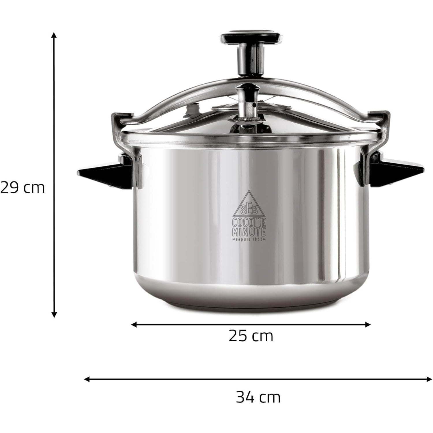 iFarh.com cocotte minute Seb 6L autocuiseur en inox tous feux dont induction fabriqué en France dimensions