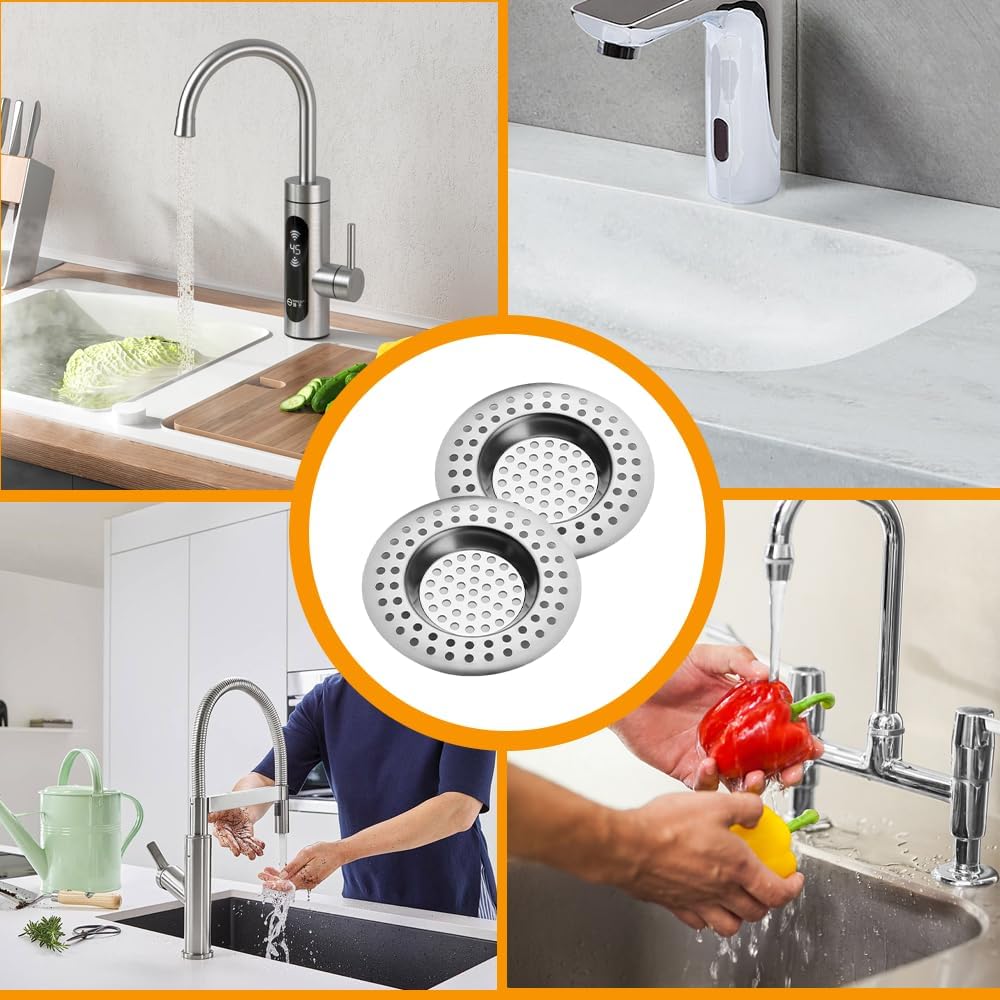 Lot de 2 grilles filtres en inox pour évier de cuisine