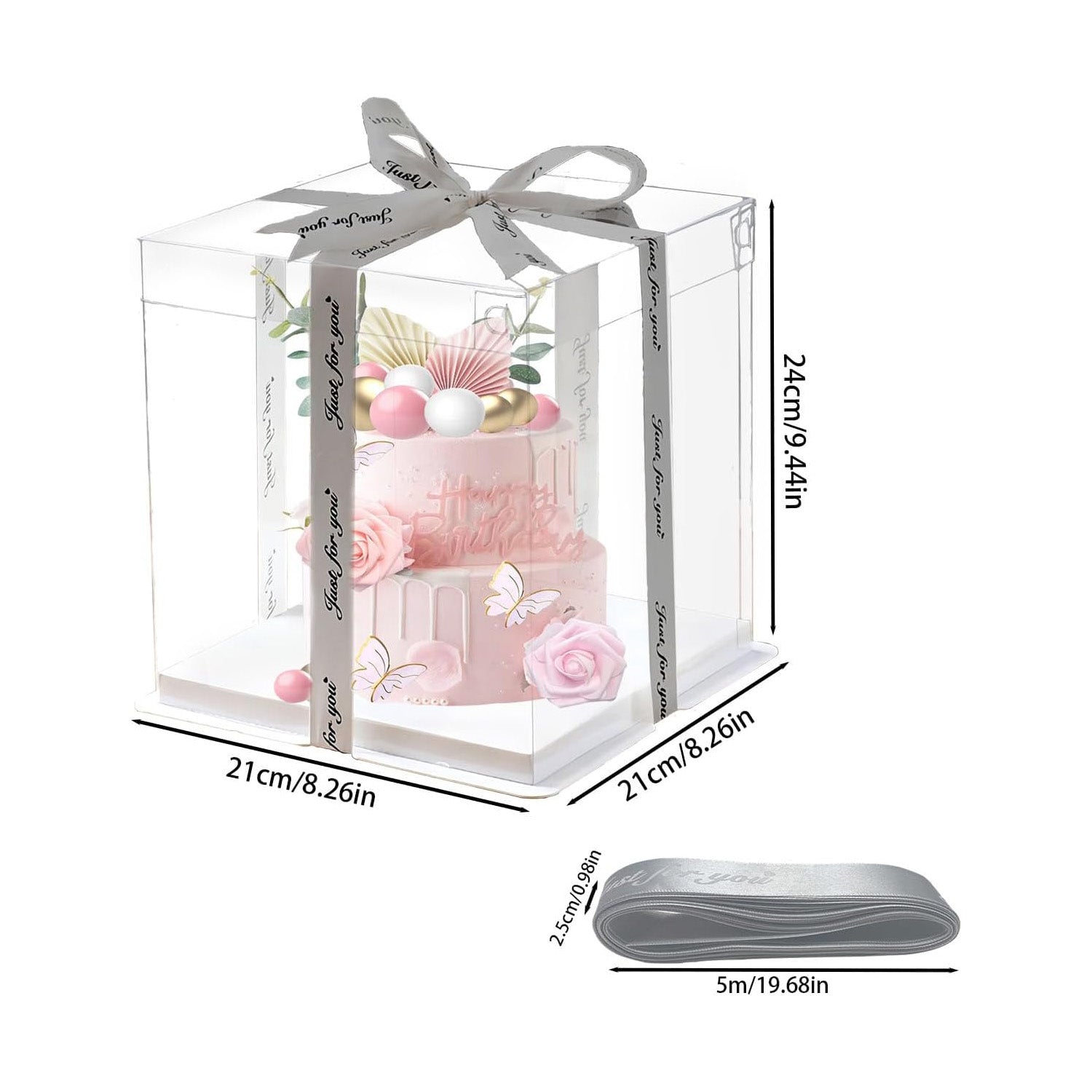 Lot de 2 boîtes à gâteau surprise transparentes et transportables