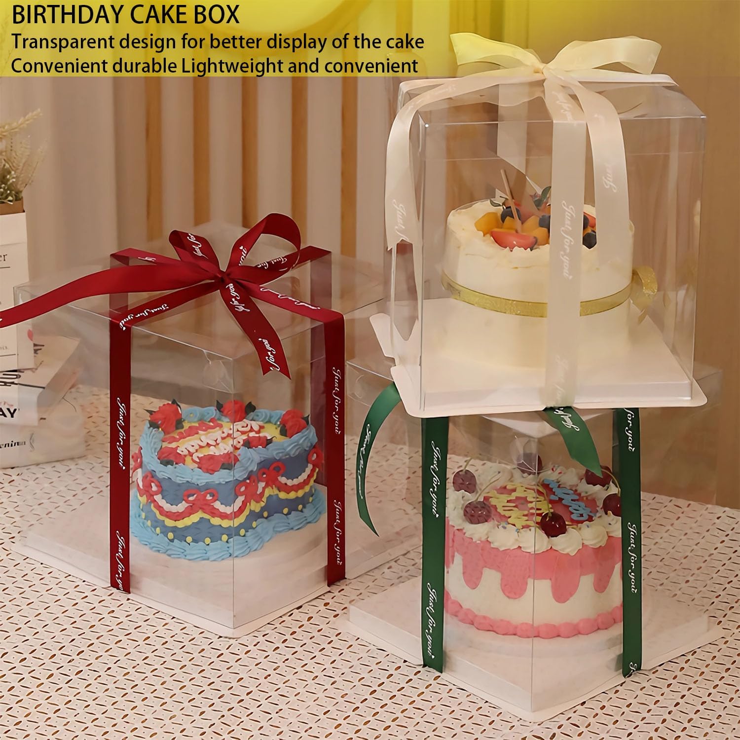 Lot de 2 boîtes à gâteau surprise transparentes et transportables