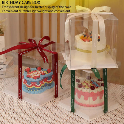Lot de 2 boîtes à gâteau surprise transparentes et transportables