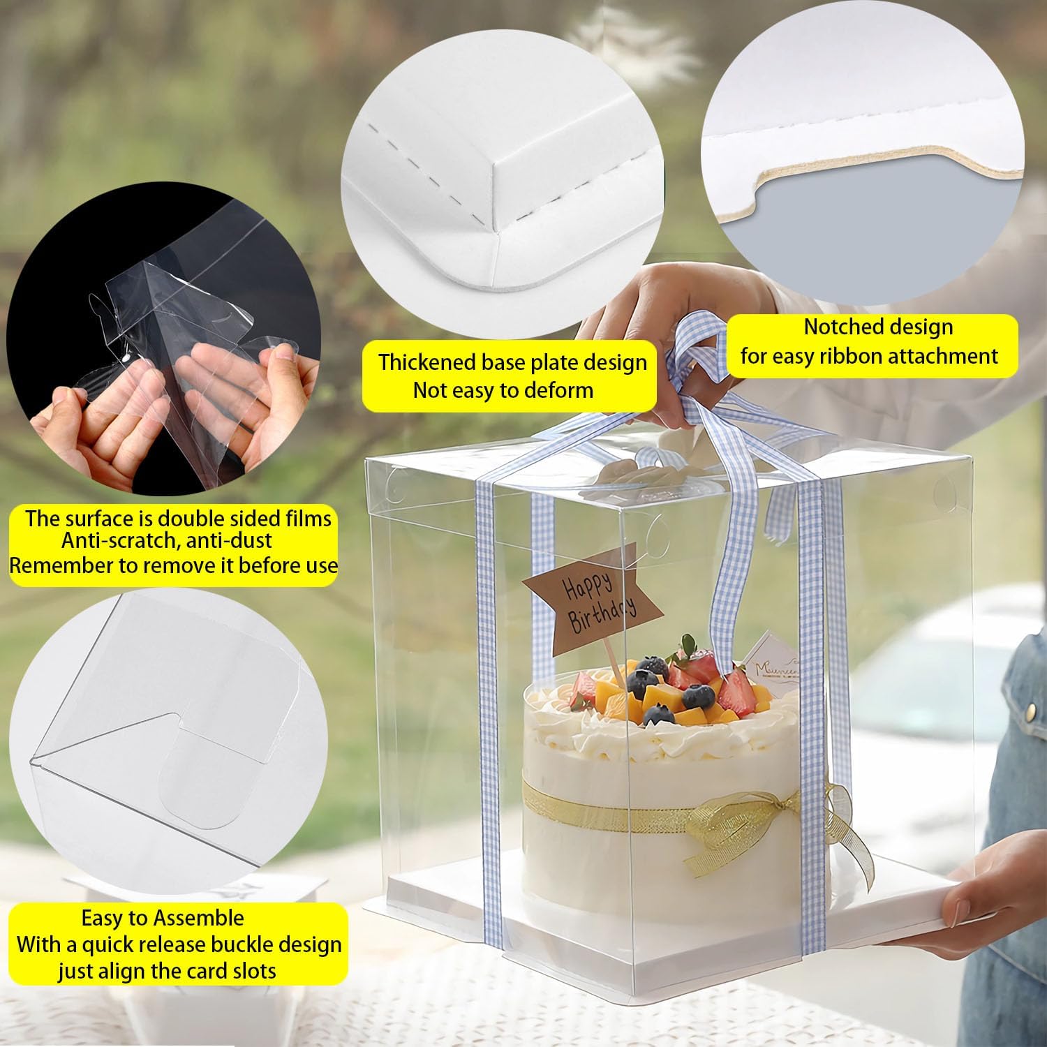 Lot de 2 boîtes à gâteau surprise transparentes et transportables
