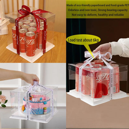 Lot de 2 boîtes à gâteau surprise transparentes et transportables
