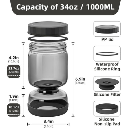 Bocal à condiments en verre avec séparateur de vinaigre 1 Litre