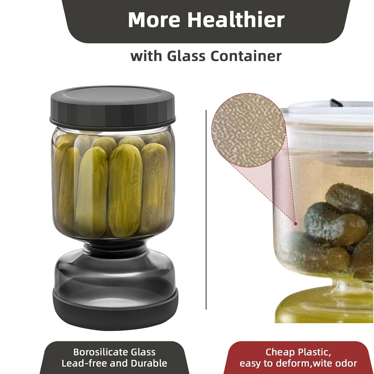 Bocal à condiments en verre avec séparateur de vinaigre 1 Litre