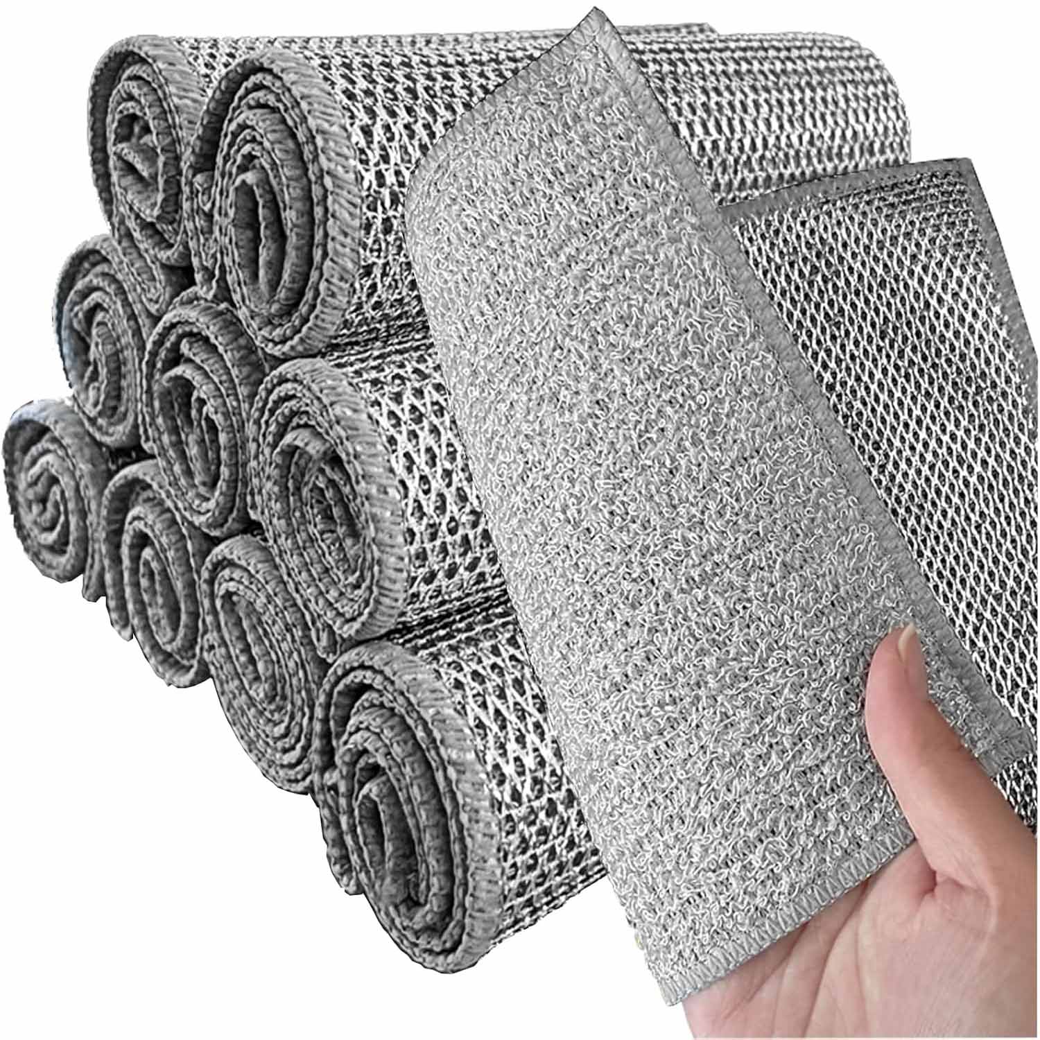10 éponges grattoires en maille de fer pour vaisselle 30x30cm