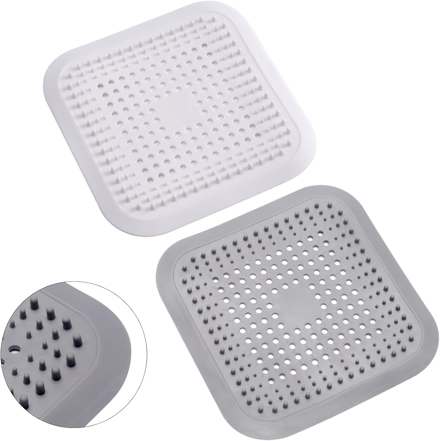 Lot de 2 filtres à cheveux avec ventouse pour douche et évier