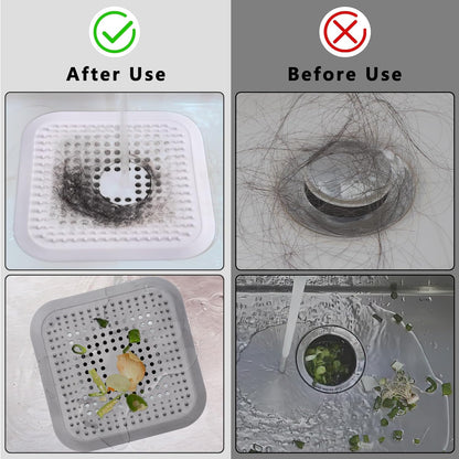 Lot de 2 filtres à cheveux avec ventouse pour douche et évier