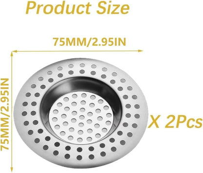 Lot de 2 grilles filtres en inox pour évier de cuisine