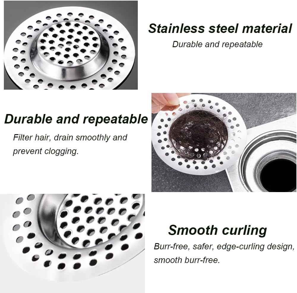 Lot de 2 grilles filtres en inox pour évier de cuisine