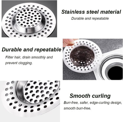 Lot de 2 grilles filtres en inox pour évier de cuisine