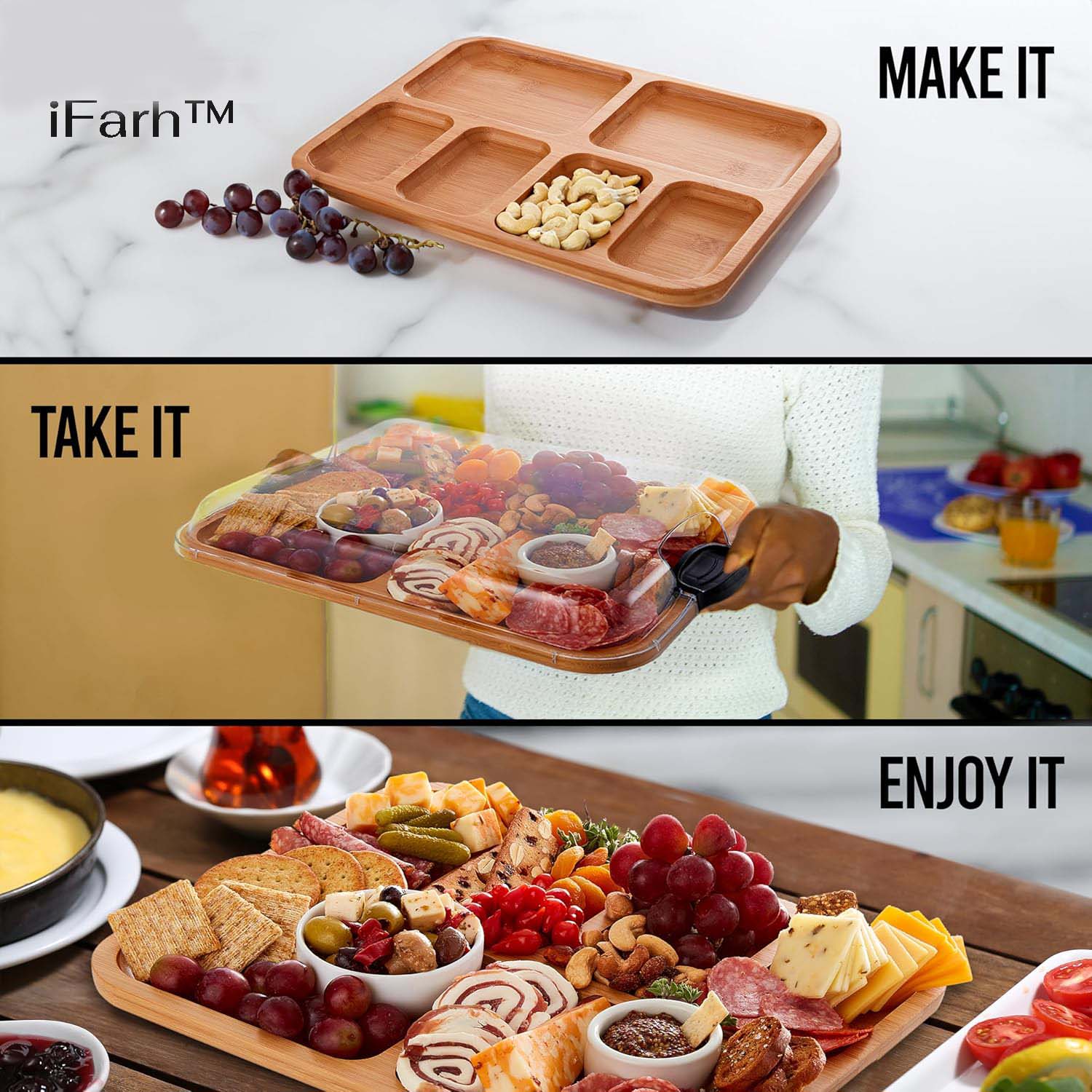 Planche à collation avec compartiments verrouillable