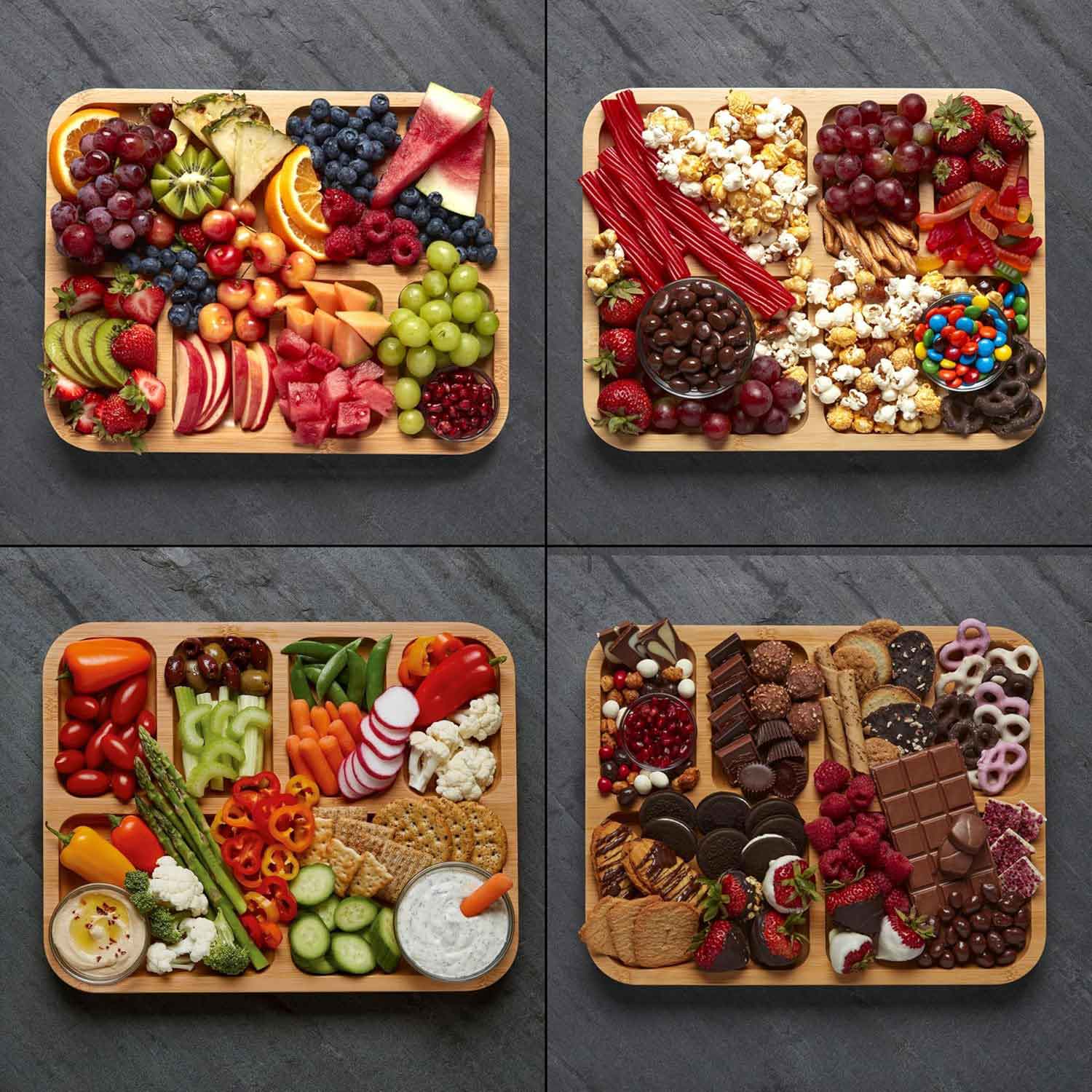 4 planches à collations bien garnies
